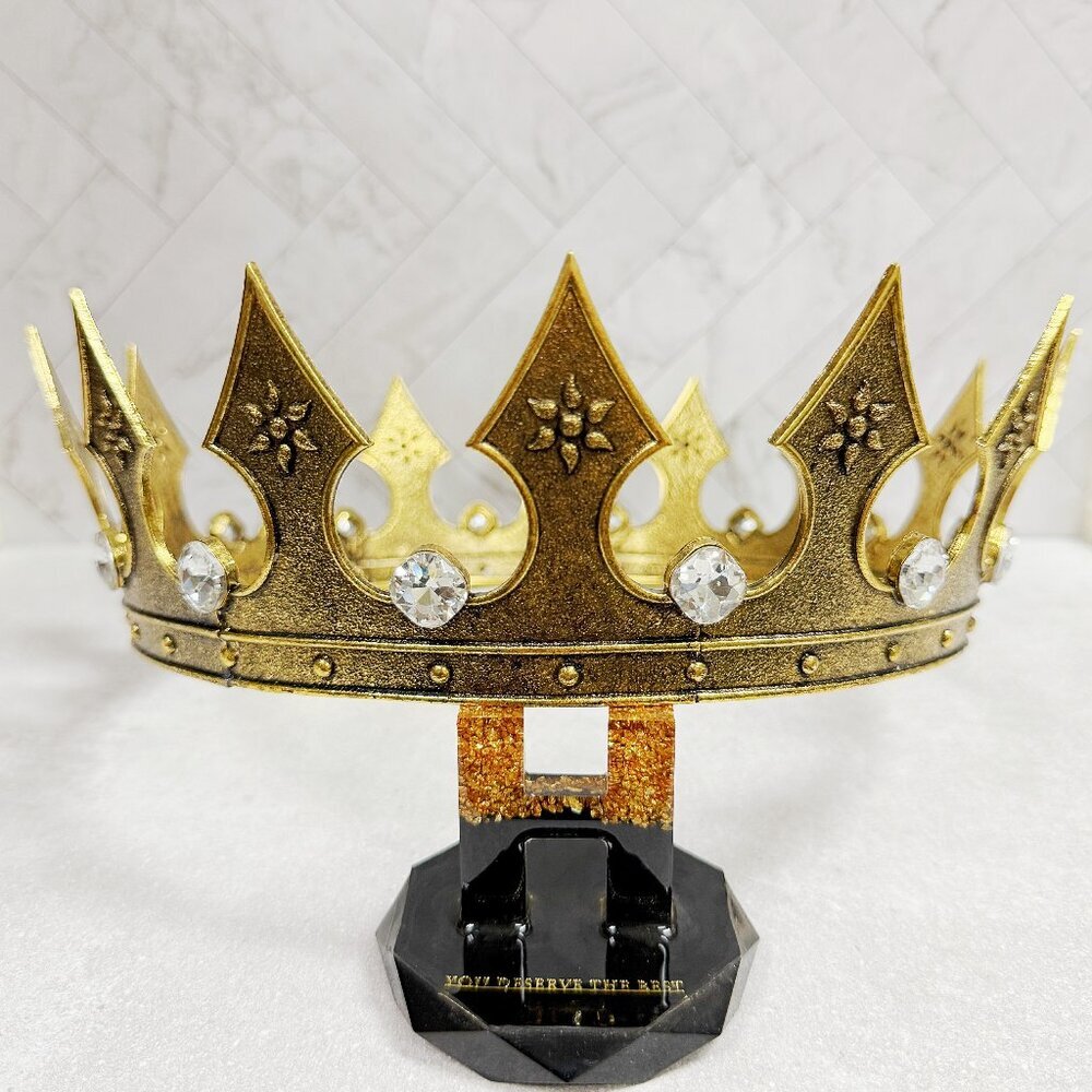 Regal Gold Crown, Royal Renaissance Crown, Medieval Costume, Clear Stone Crown